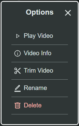 Media Details - Files - Options Dialog